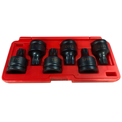 6PCS Torx Star & Spline Impact Socket Set (Dr 3/4")